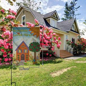 YaoChong Grandkids Loved Here Garden Flag,Grandchildren Spring Summer Autumn Sunshine Flower Bird Home Outdoor Decorative Double Sided 12.5x18 inch