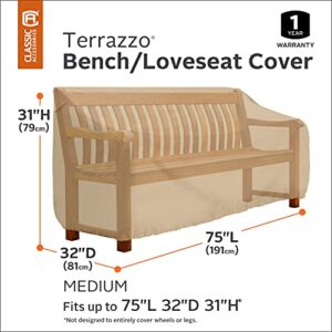 Classic Accessories Terrazzo Water-Resistant 75 Inch Patio Bench/Loveseat Cover, Patio Furniture Covers,Sand