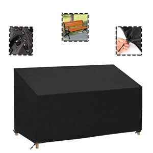 bliifuu outdoor bench cover, 2-seater patio chair cover waterproof uv resistant rip proof, garden furniture sofa cover 52.7 inch, black