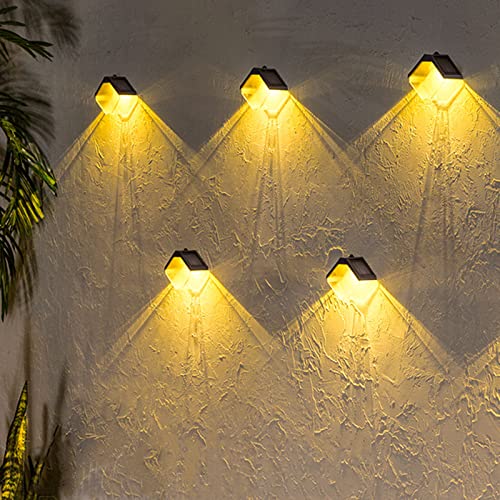 TOFOYYTJI Colorful Solar Outdoor Wall Lights - 2pcs Dusk to Dawn Solar Fence Lights Fixtures Waterproof IP65, Solar Wall Sconce, Deck Lights,Porch Lights Outdoor for Wall Decor, Yard, Patio, Garden