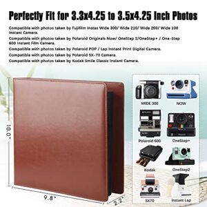 192 Pockets Photo Album for Fujifilm Instax Wide 300 Camera, Polaroid 600 i-type Film Album, Extra Large Picture Albums for Polaroid Now OneStep2 OneStep+ Instant Camera, POP Lab Print Camera (Brown)