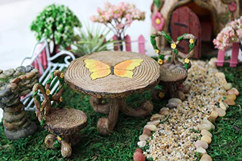 NW Wholesaler Fairy Garden Supply - Fairy Furniture - Butterfly Table & Chairs Set for Miniature Fairy Gardens