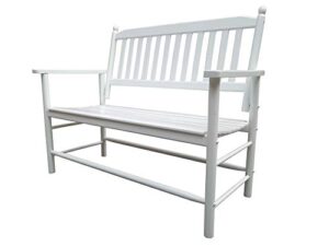rockingrocker – a059wt white outdoor wood garden bench – suitable for indoor or outdoor – assembled dimensions:w49.21 x h40.16 x d26.97 inches