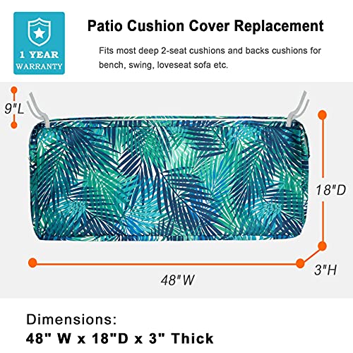 NettyPro Outdoor Bench/Loveseat Cushion Cover 48 x 18 x 3 Inch, Water Resistant UV Protection Patio Furniture Swing Cushion Slip Cover with Zipper, Replacement Cover Only