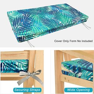 NettyPro Outdoor Bench/Loveseat Cushion Cover 48 x 18 x 3 Inch, Water Resistant UV Protection Patio Furniture Swing Cushion Slip Cover with Zipper, Replacement Cover Only