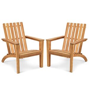 tangkula adirondack chair acacia wood outdoor armchairs, weather resistant for patio garden backyard deck fire pit, lawn porch furniture & lawn seating, campfire chair, adirondack lounger (2, natural)