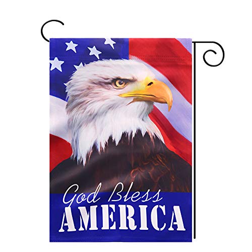 Volta God Bless America Garden Flag Double Sided Bald Eagle Patriotic Garden Flag American Independence Day 4th of July Yard Flag for Outdoor Decoration 12x18 Inch