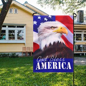 Volta God Bless America Garden Flag Double Sided Bald Eagle Patriotic Garden Flag American Independence Day 4th of July Yard Flag for Outdoor Decoration 12x18 Inch