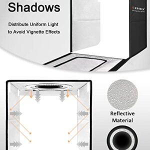 DUCLUS Light Box Photography, 16x16 inch Portable Photo Studio Box with 160 LED Dimmable Lights, 6 PVC & 2 Paper Backdrops for Product Photography.