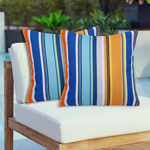 jyvncz set of 2 outdoor pillow covers waterproof throw pillow covers square decorative patio pillows for patio furniture couch tent garden 18×18 inches (colorful c)