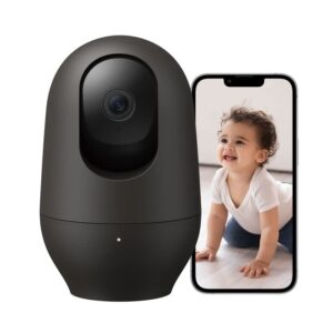 nooie pet camera 2k, 360°pan/tilt wi-fi baby monitor with phone app, indoor security camera, ai motion tracking, night vision, two-way audio, compatible with alexa/google home