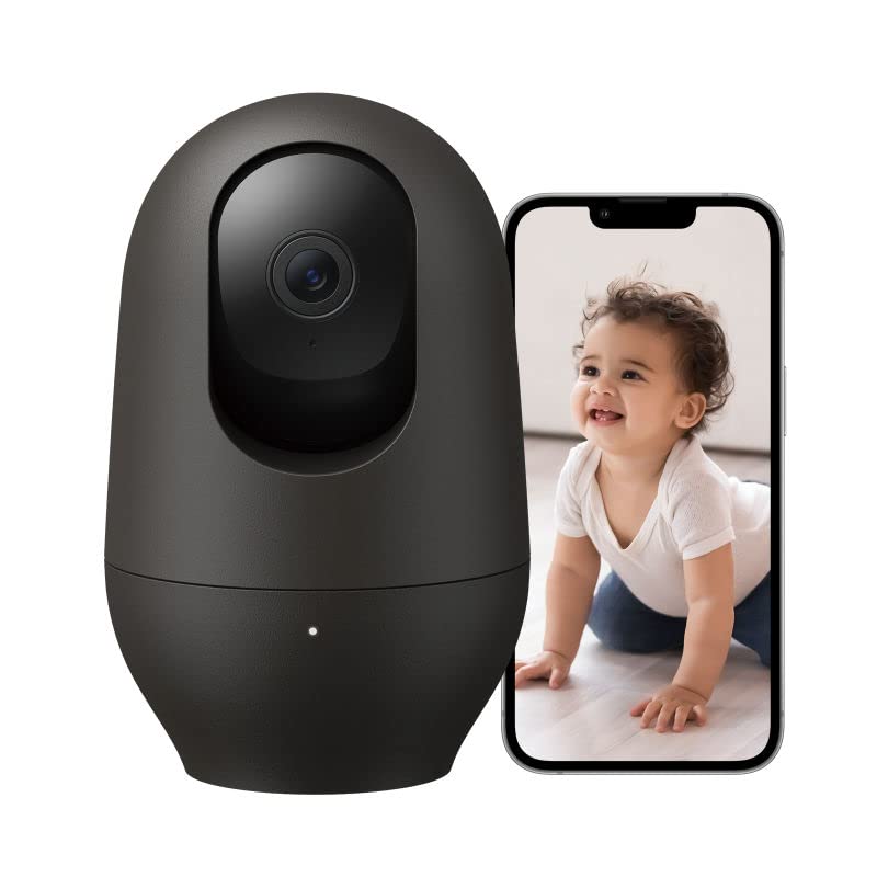 nooie Pet Camera 2K, 360°Pan/Tilt Wi-Fi Baby Monitor with Phone App, Indoor Security Camera, AI Motion Tracking, Night Vision, Two-Way Audio, Compatible with Alexa/Google Home