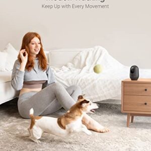 nooie Pet Camera 2K, 360°Pan/Tilt Wi-Fi Baby Monitor with Phone App, Indoor Security Camera, AI Motion Tracking, Night Vision, Two-Way Audio, Compatible with Alexa/Google Home