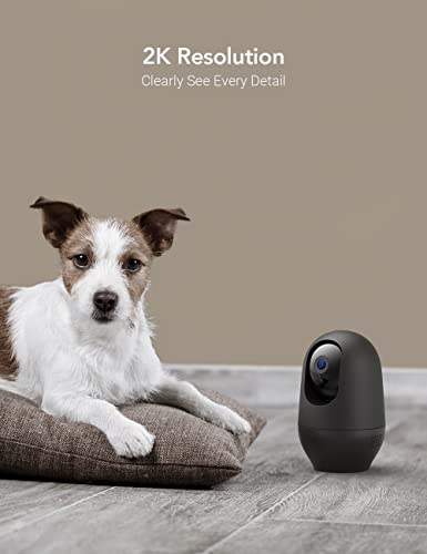 nooie Pet Camera 2K, 360°Pan/Tilt Wi-Fi Baby Monitor with Phone App, Indoor Security Camera, AI Motion Tracking, Night Vision, Two-Way Audio, Compatible with Alexa/Google Home