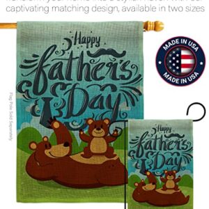 Beary Happy Father's Day Garden Flag - Family Dad Daddy Papa Grandpa Best Parent Sibling Relatives Grandparent - House Decoration Banner Small Yard Gift Double-Sided Made in USA 13 X 18.5