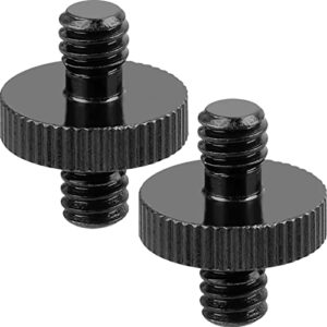 1/4″ male to 1/4″ male threaded tripod screw adapter double head stud standard mounting thread converter for camera cage mount light stand monopo shoulder rig tripod black-2 packs