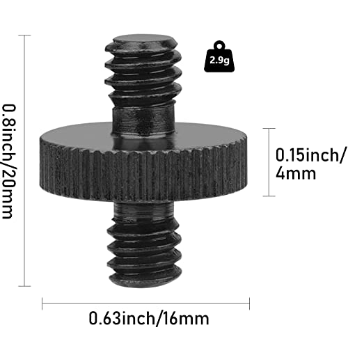 1/4" Male to 1/4" Male Threaded Tripod Screw Adapter Double Head Stud Standard Mounting Thread Converter for Camera Cage Mount Light Stand Monopo Shoulder Rig Tripod Black-2 Packs