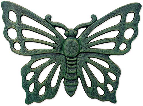 Sunset Vista Designs 93575 Garden Path Cast Iron Stepping Stone, Butterfly - Verdigris