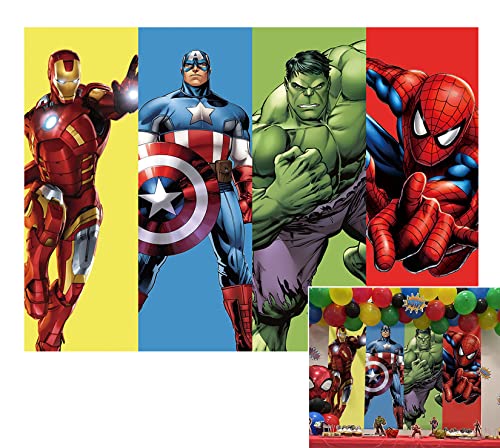 Baolifan Hero 5x3ft Backdrop for Boy Birthday Party Super City Red Hero Anime Iron Photography Background Boy Children Bday Party Supplies Baby Showe