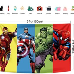 Baolifan Hero 5x3ft Backdrop for Boy Birthday Party Super City Red Hero Anime Iron Photography Background Boy Children Bday Party Supplies Baby Showe