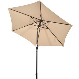 tangkula 9ft patio umbrella, outdoor market table umbrella with push button tilt adjustment, crank & 6 sturdy ribs for garden, backyard, deck & pool (beige)