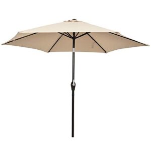 TANGKULA 9FT Patio Umbrella, Outdoor Market Table Umbrella with Push Button Tilt Adjustment, Crank & 6 Sturdy Ribs for Garden, Backyard, Deck & Pool (Beige)