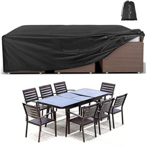 wontoper patio furniture covers, rectangular outdoor waterproof table and chair set cover, durable 600d uv protection, windproof dustproof garden cover (78″ l x 62″ w x 30″h)