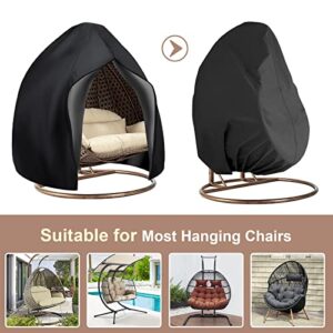 skyfiree Patio Hanging Chair Cover 91X80 inches Large Double Wicker Egg Chair Cover Waterproof Garden Outdoor Swing Chair Pod Chair Swingasan Cover Black