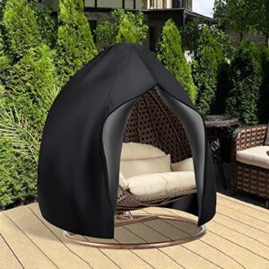 skyfiree Patio Hanging Chair Cover 91X80 inches Large Double Wicker Egg Chair Cover Waterproof Garden Outdoor Swing Chair Pod Chair Swingasan Cover Black