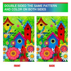 Welcome Spring Summer bird Outside Vertical Double Sided Garden flags for all seasons Cardinal Birdhouse, Bird Yard Flags for Outside…