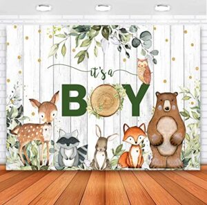 sensfun it’s a boy woodland backdrop woodland animal baby shower birthday background 7x5ft woodland creatures forest friends safari theme party banner decoration
