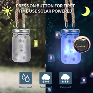 Solar Lantern 2 Pack Outdoor Hanging Glass Solar Light for Patio Garden Path Way Party Camping Decor Lamp