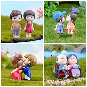 ElpizoFos 1 Set/10pcs Miniature Fairy Garden Accessories Lovers Sweetheart Garden Ornament Statue Figurines Plant Bonsai Pot Dollhouse Terrarium Landscape Cake Toppers Home Decorations Craft