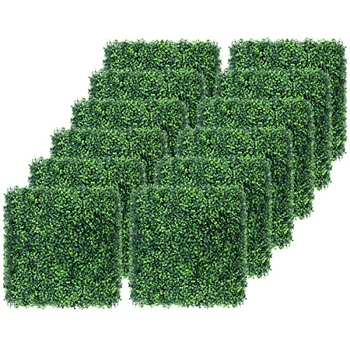 12PCS 20" X 20" Artificial Boxwood Topiary Hedge Plant Grass Backdrop Wall UV Protection Indoor Outdoor Privacy Fence Home Decor Backyard Garden Decoration Greenery Walls