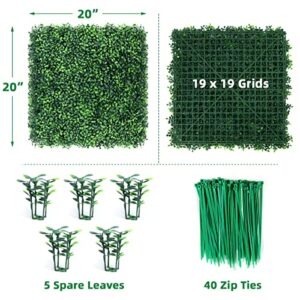 12PCS 20" X 20" Artificial Boxwood Topiary Hedge Plant Grass Backdrop Wall UV Protection Indoor Outdoor Privacy Fence Home Decor Backyard Garden Decoration Greenery Walls