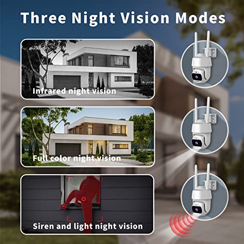 2K Security Camera Outdoor - 4MP 360° View WIFI Camera, IP66, Motion Detection&Siren, Auto Tracking, Two Way Talk, Pan Tile Full Color Night Vision, Outside 2.4g IP Spotlight Cameras For Home Security