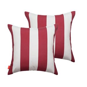 in4 care set of 2 outdoor throw pillow covers, all weather decorative throw pillow cover cushion case 17 inch x 17 inch, for sofa couch patio furniture decoration-red white