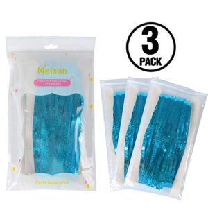 Foil Fringe Curtains Party Decorations - Melsan 3 Pack 3.2 x 8.2 ft Tinsel Curtain Party Photo Backdrop for Birthday Party Baby Shower or Graduation Decorations Teal