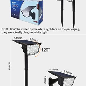 COCOMOX Solar Spot Lights Outdoor, 700 Lumens Blue Solar Powered Garden Lights Outdoor IP67 Waterproof Landscape Lighting Super Bright 2-in-1 3 Modes Spotlight for Yard Driveway Flag 2 Pack