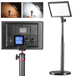 ulanzi led key light desktop, professional streaming studio panel dimmable bi-color led video light with lcd screen and 28″ extend stand, 3200-5600k cri>95 photography lighting for live broadcast