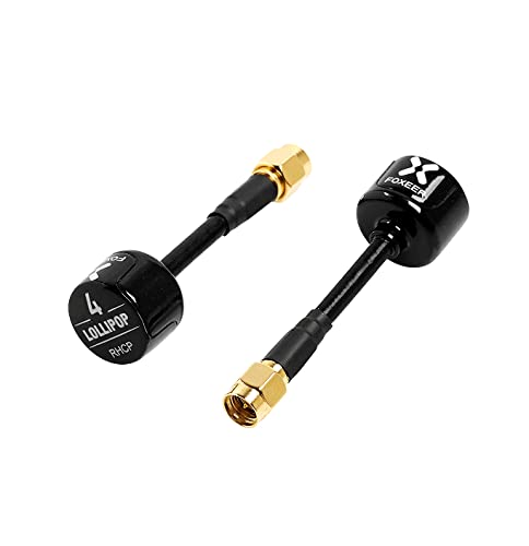 Foxeer 2pcs FPV Antenna Lollipop 5.8G 2.6dBi Super Mini RHCP Antenna SMA Male for RC Drone FPV Quadcopeter Multicopter TX/RX (Black)