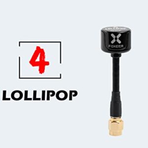 Foxeer 2pcs FPV Antenna Lollipop 5.8G 2.6dBi Super Mini RHCP Antenna SMA Male for RC Drone FPV Quadcopeter Multicopter TX/RX (Black)