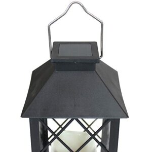 Sunnydaze Concord Outdoor Solar LED Decorative Candle Lantern - Rustic Farmhouse Decor for Patio, Porch, Deck and Garden - Tabletop and Hanging Outside Light - Set of 2 - 11-Inch - Black