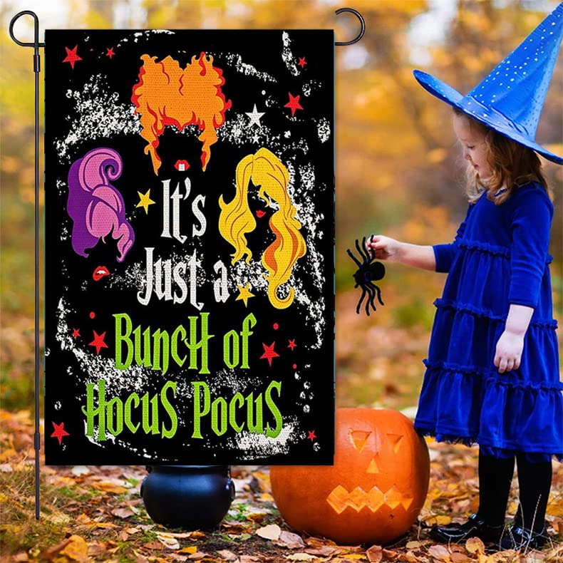 Hocus Pocus Small Garden Flags 12x18 Double Sided,Yard Flags Garden Decor for Outside,Garden Decorations for Home Outdoor Halloween