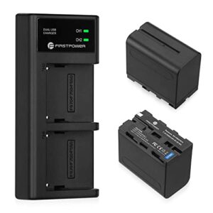 firstpower 2 pack np-f970 batteries and usb dual charger for sony np-f970 f960 f950 f930 f750 f570 f550 f530 f330 battery and sony handycams, ccd-sc55 tr516 tr716 tr818 tr910 tr917