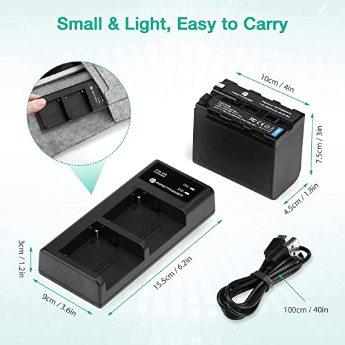 FirstPower 2 Pack NP-F970 Batteries and USB Dual Charger for Sony NP-F970 F960 F950 F930 F750 F570 F550 F530 F330 Battery and Sony Handycams, CCD-SC55 TR516 TR716 TR818 TR910 TR917