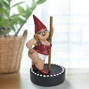 Outdoor Indoor Dance Garden Gnome Statue, Pole Dance Garden Gnome Collectible Figurine, Resin Cartoon Pole Dancing Lady Sculpture Ornament for Patio Garden Yard