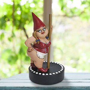 Outdoor Indoor Dance Garden Gnome Statue, Pole Dance Garden Gnome Collectible Figurine, Resin Cartoon Pole Dancing Lady Sculpture Ornament for Patio Garden Yard