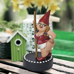 Outdoor Indoor Dance Garden Gnome Statue, Pole Dance Garden Gnome Collectible Figurine, Resin Cartoon Pole Dancing Lady Sculpture Ornament for Patio Garden Yard