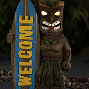 VP Home Tiki Welcome Surfboard & Party Time Solar Powered LED Outdoor Decor Garden Light